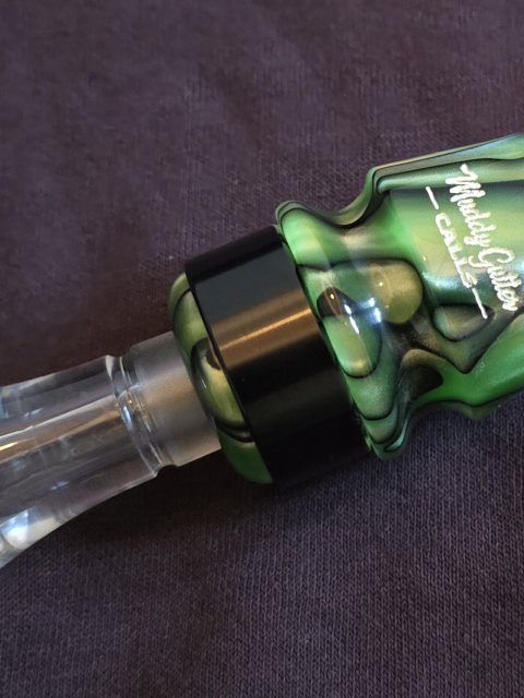 Green and black acrylic mallard call