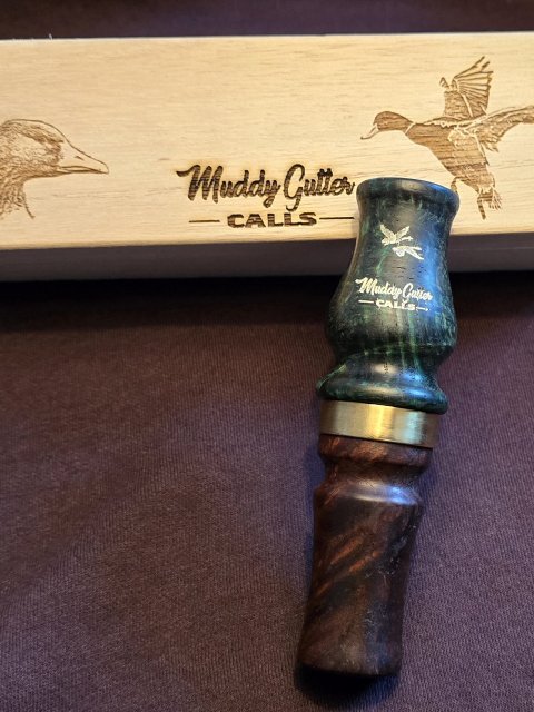 American dark blue burl ash and walnut goose call