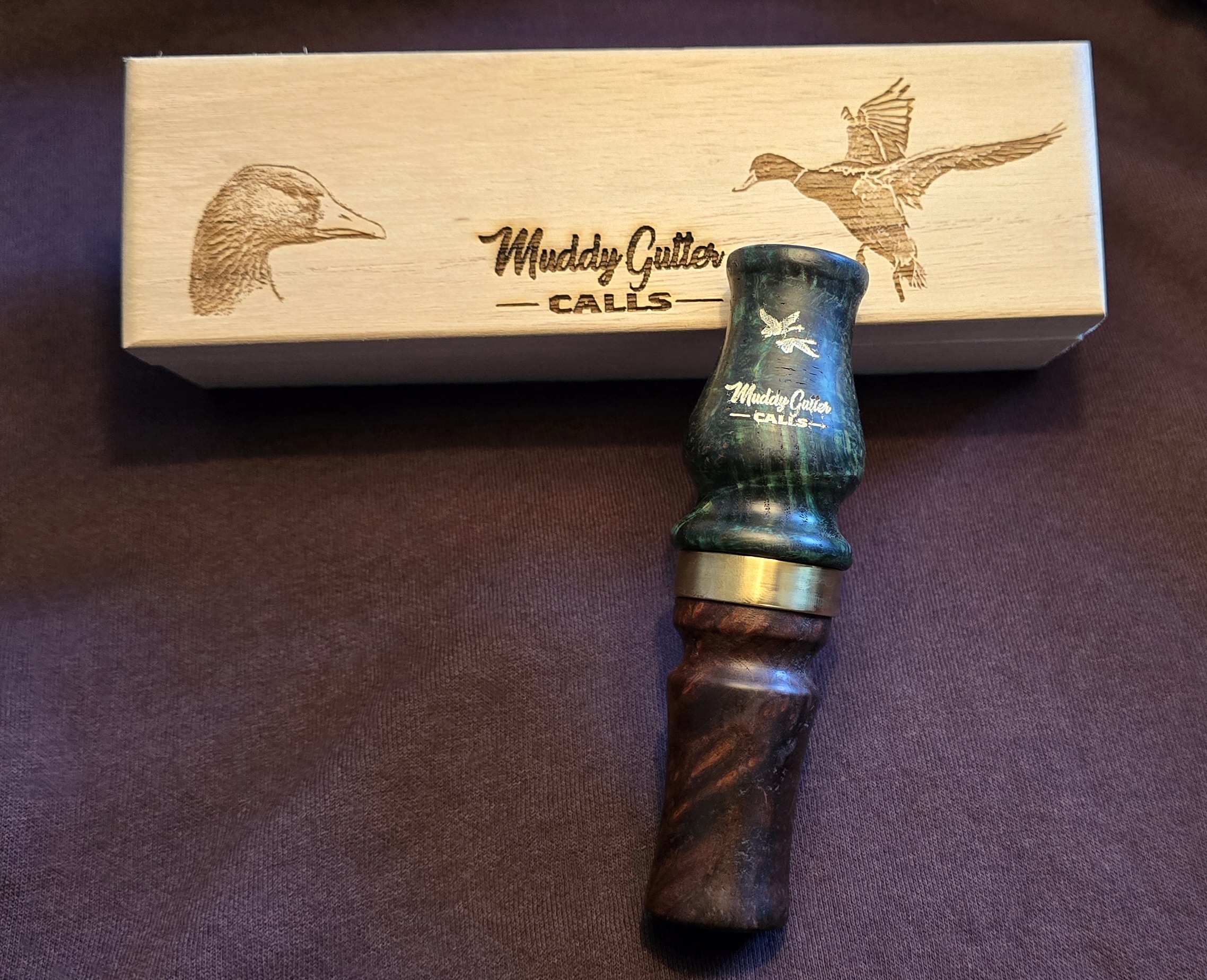 American dark blue burl ash and walnut goose call