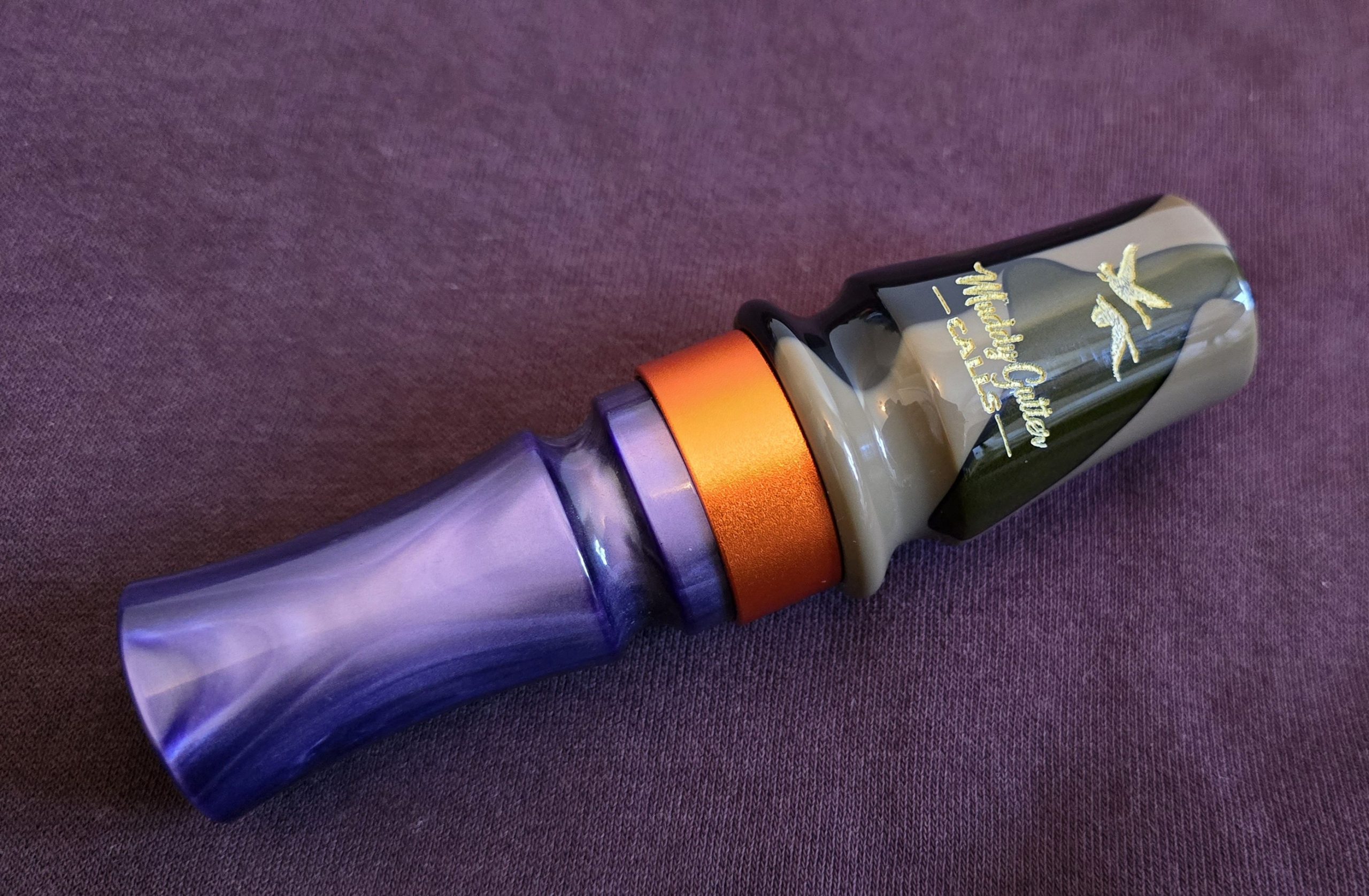 camo and pearl purple acrylic goose call