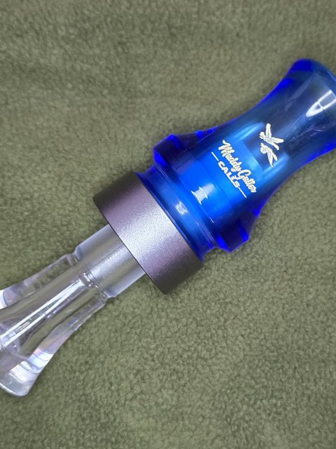 Transparent blue acrylic mallard call