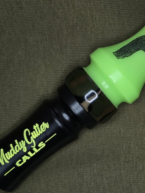 Neon green acrylic pinkfoot call with camo band